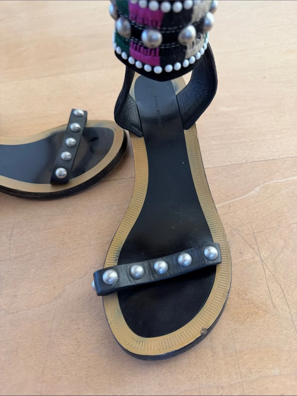 Isabel Marant Black Studded Ankle-Strap Sandals 38
